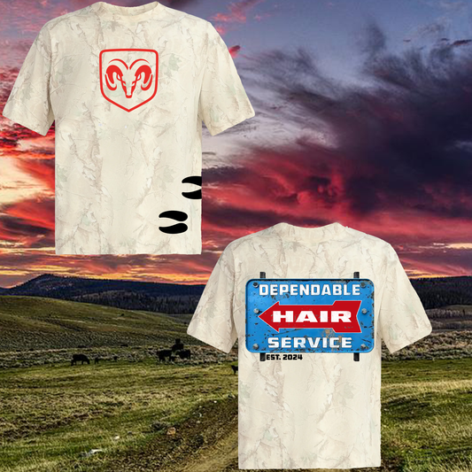 Dodge Dependable Hair Service Camo Tee